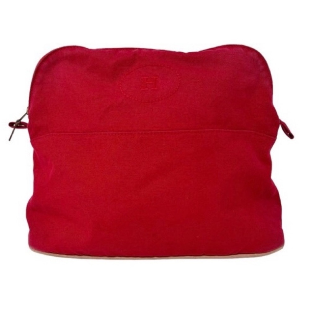 HERMES Bolide Authentic Red Canvas Pouch